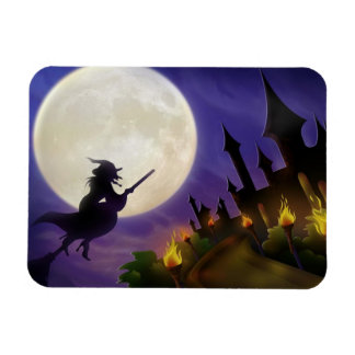 Imán Luna llena de bruja de Halloween