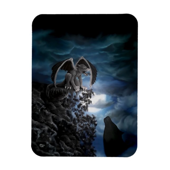Imán Luna lobo - Lobo con Golem (Vertical)