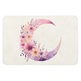 Imán Luna rosa de media luna con flores de Bonito