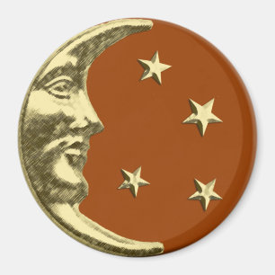 Imán Luna y estrellas Art Deco - Marrón y oro rojos