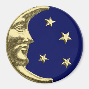 Imán Luna y estrellas del art déco - azules marinos y