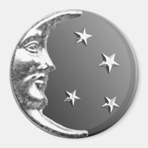 Imán Luna y estrellas - gris/gris y plata del art déco