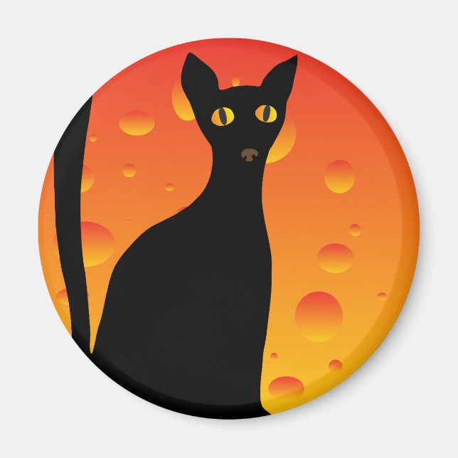 Imán luna y gato de bruja (Frente)