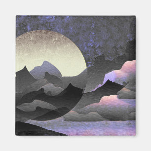 Imán Luna y montañas caprichosas arte abstracto