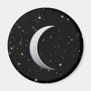 Imán Lunas crecientes de plata - fondo estrellado