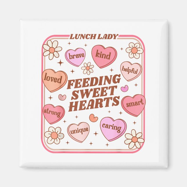 Imán Lunch Lady Valentines Day Retro Cute Cafeteria Swe (Frente)
