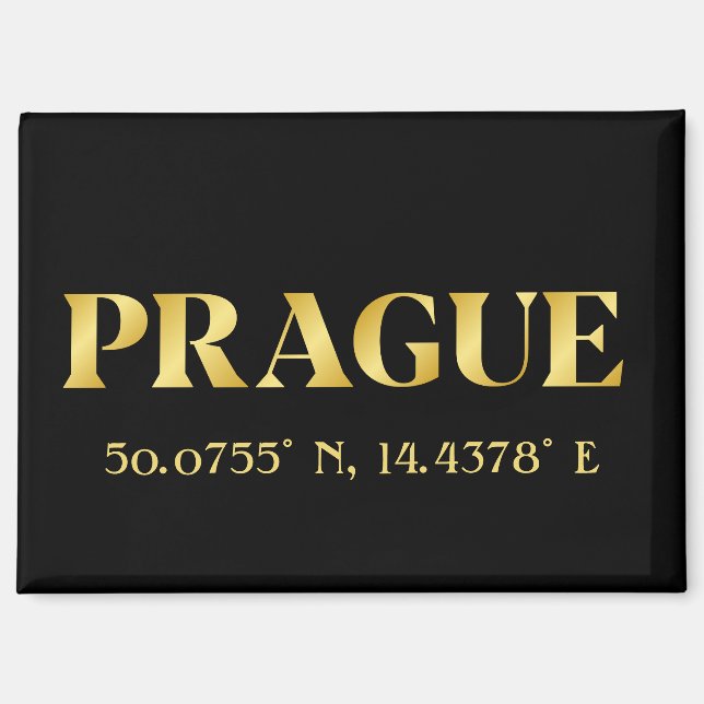 Imán Lux Gold Praga Latitud y Longitud  (Anverso)