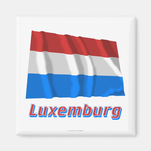 Imán Luxemburgo Fliegende Flagge mit Namen (Frente)