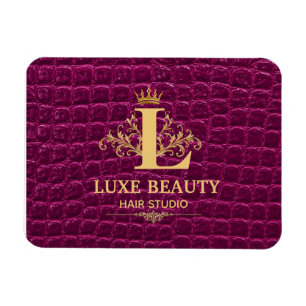 Imán Luxury Crocodile Leather Monogram Gold Initial