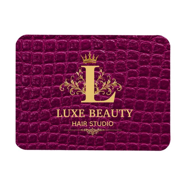 Imán Luxury Crocodile Leather Monogram Gold Initial  (Horizontal)