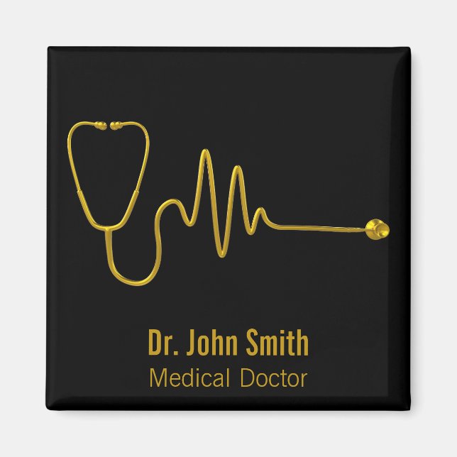Imán Luxury Gold ECG Wave EKG Line Stethoscope Medical (Frente)