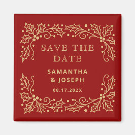 Imán Luxury Red & Antique-Gold Save the Date