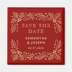 Imán Luxury Rojo y Oro Antiguo Save the Date