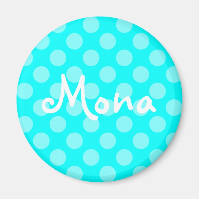 Imán Luz Aqua Personalizada con Lunares (Frente)