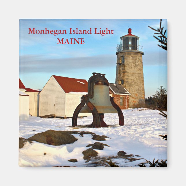 Imán Luz de la isla de Monhegan, Magnet Maine (Frente)