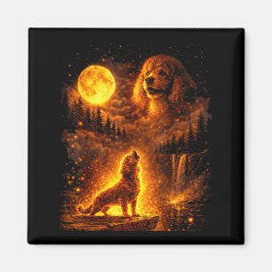 Imán Luz de luna vintage perro caniche divertido aullan