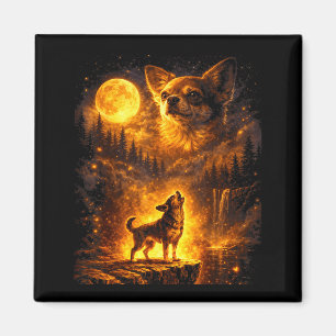 Imán Luz de luna vintage perro chihuahua divertido aull