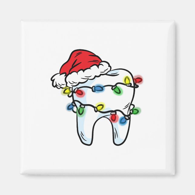 Imán Luz de Navidad de Diente Sombrero de Santa Dentist (Frente)