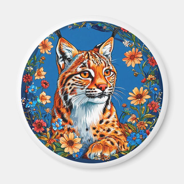 Imán Lynx con piel naranja vibrante (Frente)