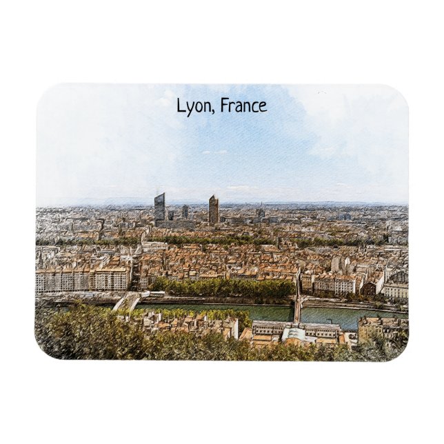 Imán Lyon France Panorama View (Horizontal)