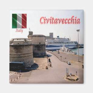 Imán LZO014 CIVITAVECCHIA, Forte Michelangelo, Puerto,