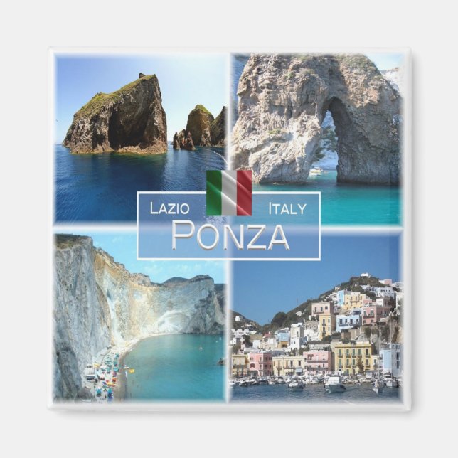 Imán LZO019 PONZA, Mosaico, Lacio, Italia, Fridge (Frente)