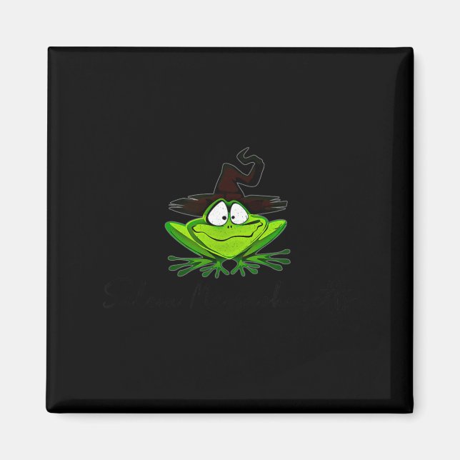 Imán M Machusetts Whimsy Frog Witches Hat Halloween Wit (Frente)