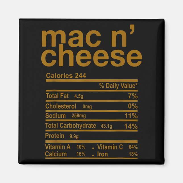 Imán Mac And Cheese Nutrition Facts Funny Thanksgiving  (Frente)