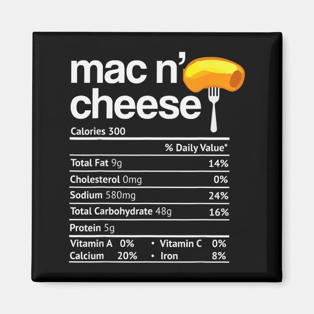 Imán Mac And Cheese Nutrition Funny Thanksgiving Mac N' (Frente)