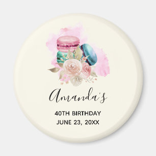 Imán Macarones y flores coloreadas cumpleaños