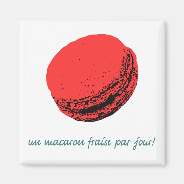 Imán macaroon de fresa (Frente)