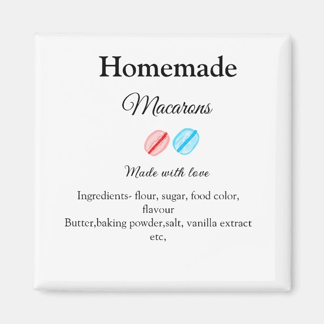 Imán macarrones caseros añadir ingredientes hechos con  (Frente)