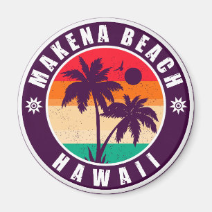 Imán Macena Beach Hawaii Retro Palm Trees Souvenirs de 