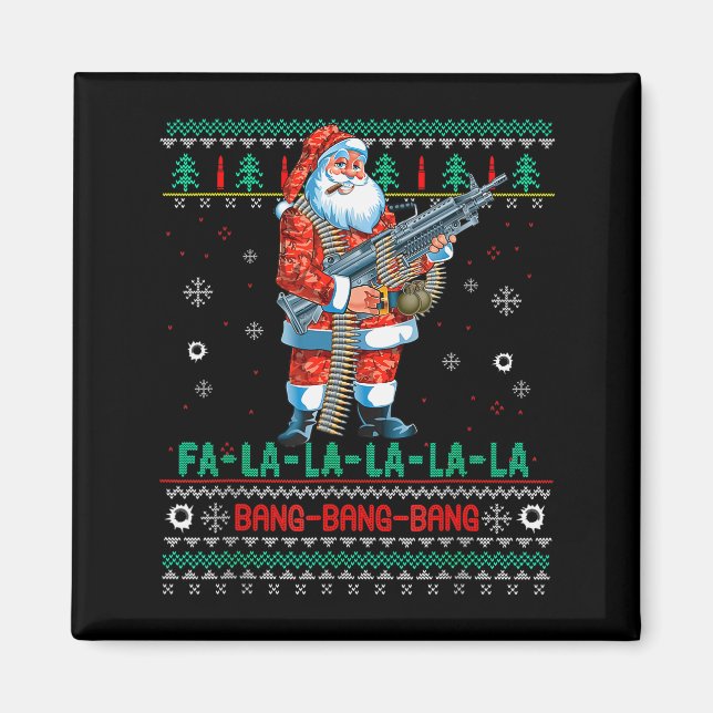 Imán Machine Santa Claus Gun Lover Ugly Christmas Sweat (Frente)