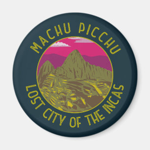 Imán Machu Picchu Perú: Círculo angustiado retro