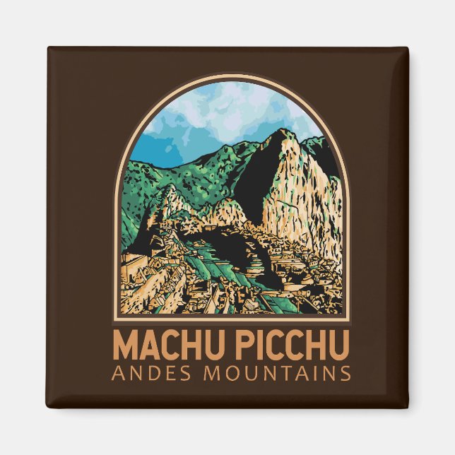 Imán Machu Picchu Perú Emblema de la Vintage (Frente)