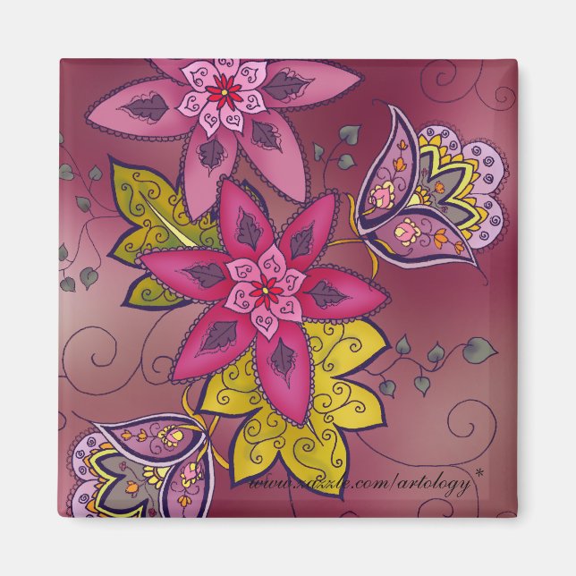 Imán Macizo Maroon Tulips (cuadrado) (Frente)