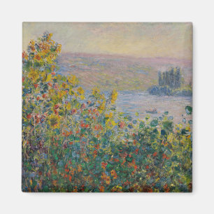Imán Macizos de flores en Vétheuil, paisaje impresionis