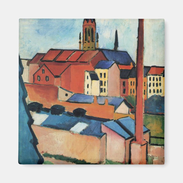 Imán Macke - St. Mary's con casas y chimenea (Bonn) (Frente)