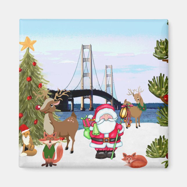 Imán Mackinac Bridge Navidades Magnet (Frente)