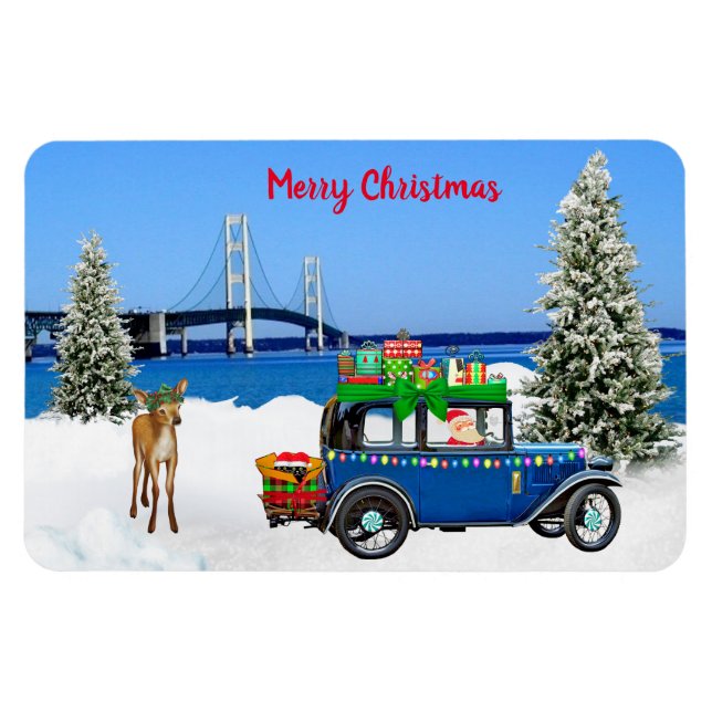 Imán Mackinaw City Refrigerator Navidades Magnet (Horizontal)