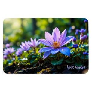 Imán Macro Flores Silvestres Moradas Bosque con Rocío