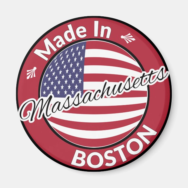 Imán Made in Boston Massachusetts USA Flag (Frente)
