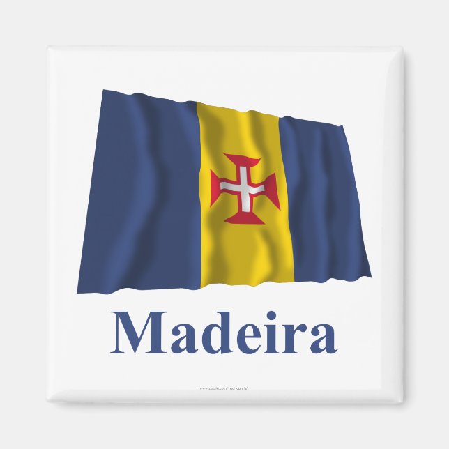 Imán Madeira Waving Flag con nombre (Frente)