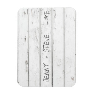 Imán Madera blanca antigua con nombres grabados