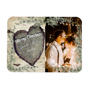 Imán Madera de corteza rústica Corazón Eucalipto Verdor