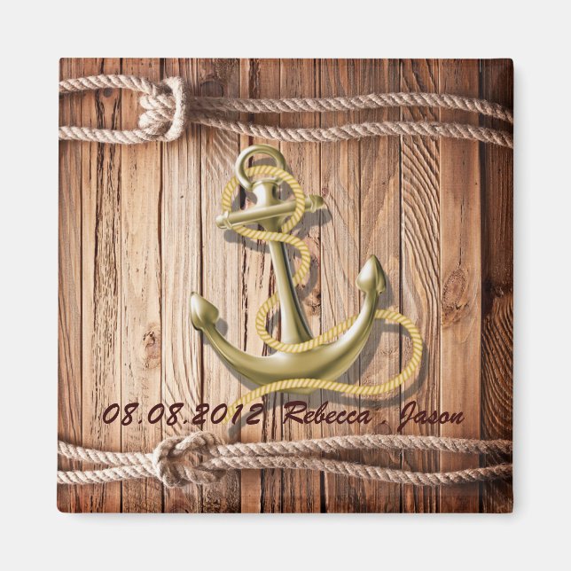 Imán madera de muelle de barco ancla náutica salvar la  (Frente)