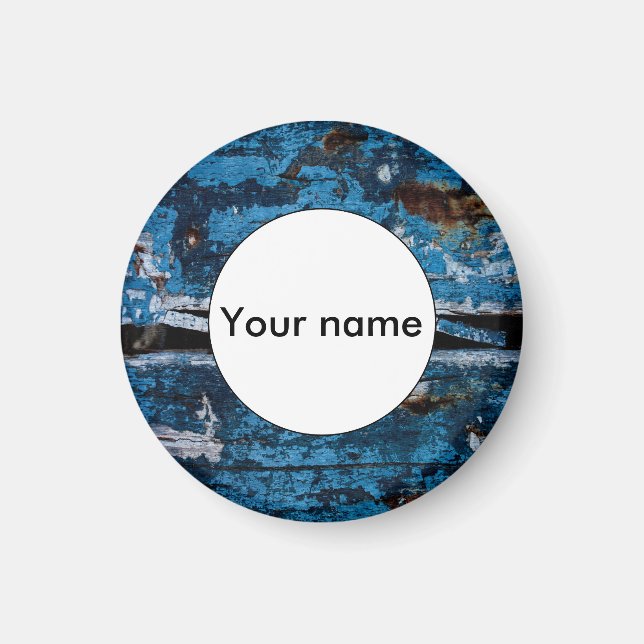 Imán Madera pintada de azul (Frente)