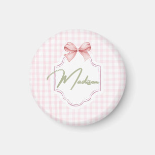 Imán Madison Personalizada Baby Nursery Bow&Gingham