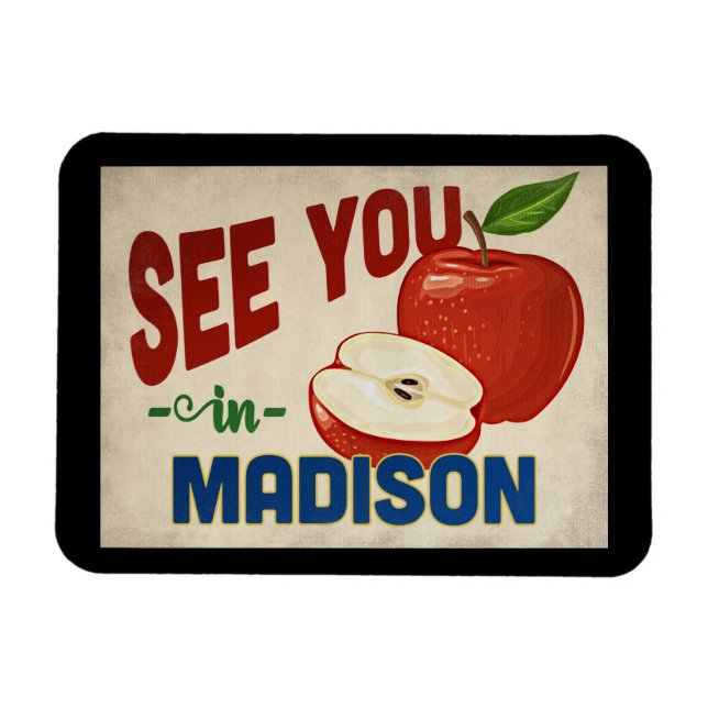 Imán Madison Wisconsin Apple - Viajes de época (Horizontal)